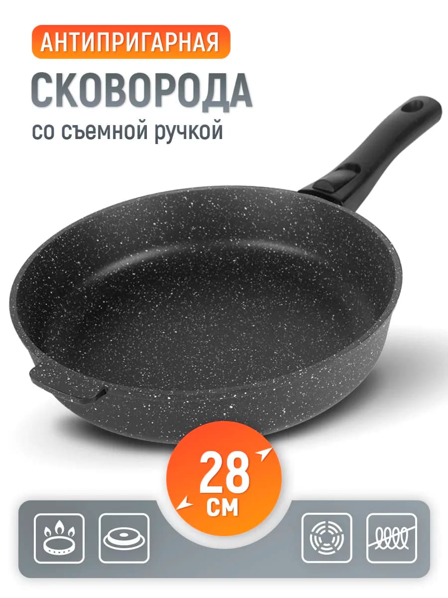 Сковорода антипригарная 28 см с съемной ручкой