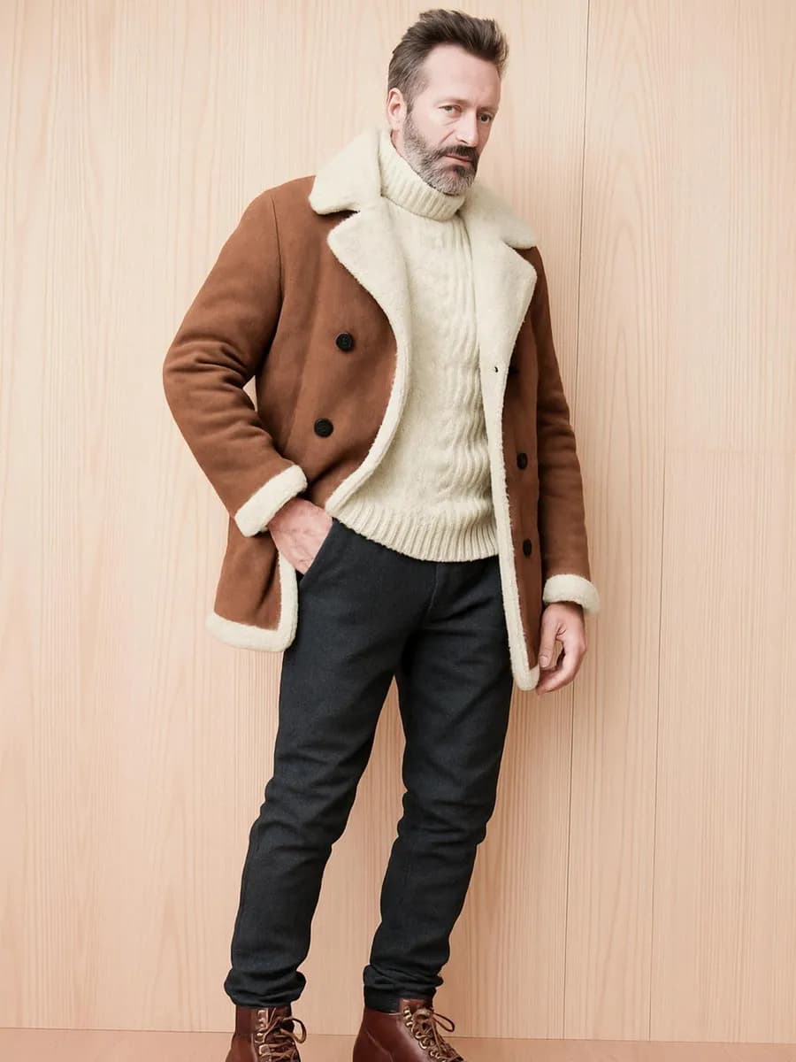 Дубленка зимняя замшевая