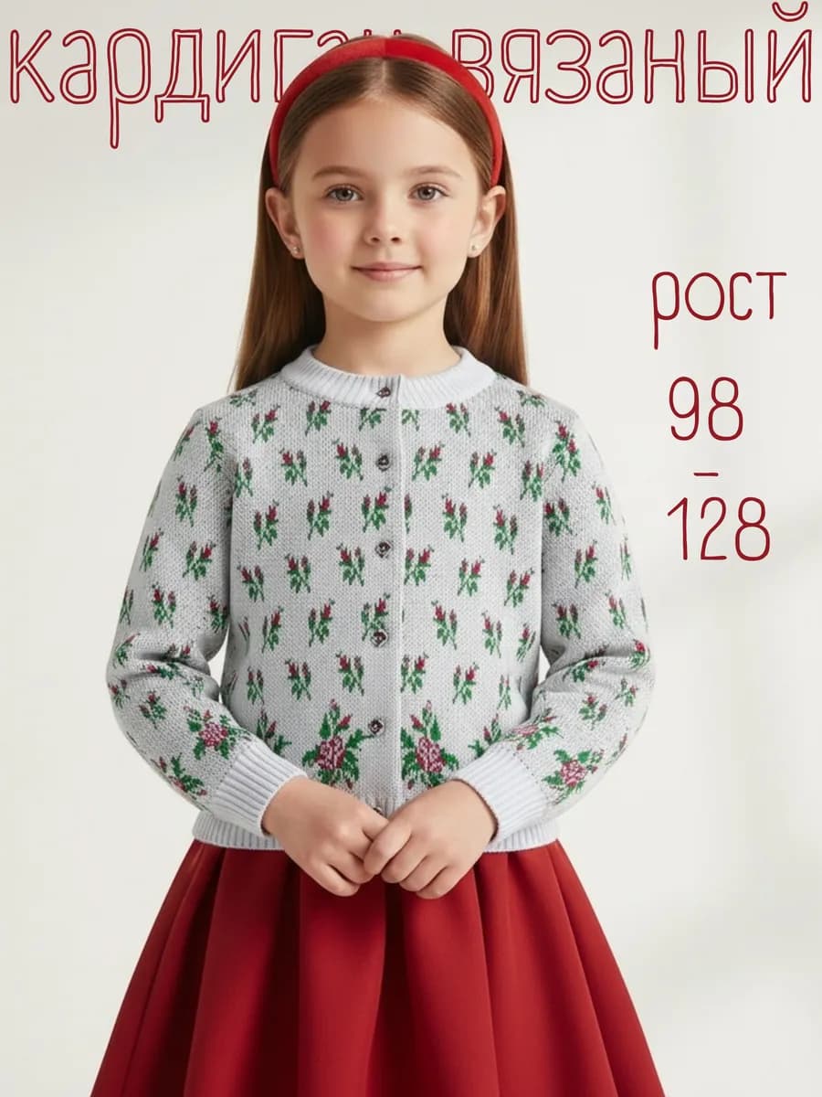 Кардиган вязаный в садик - фото 1