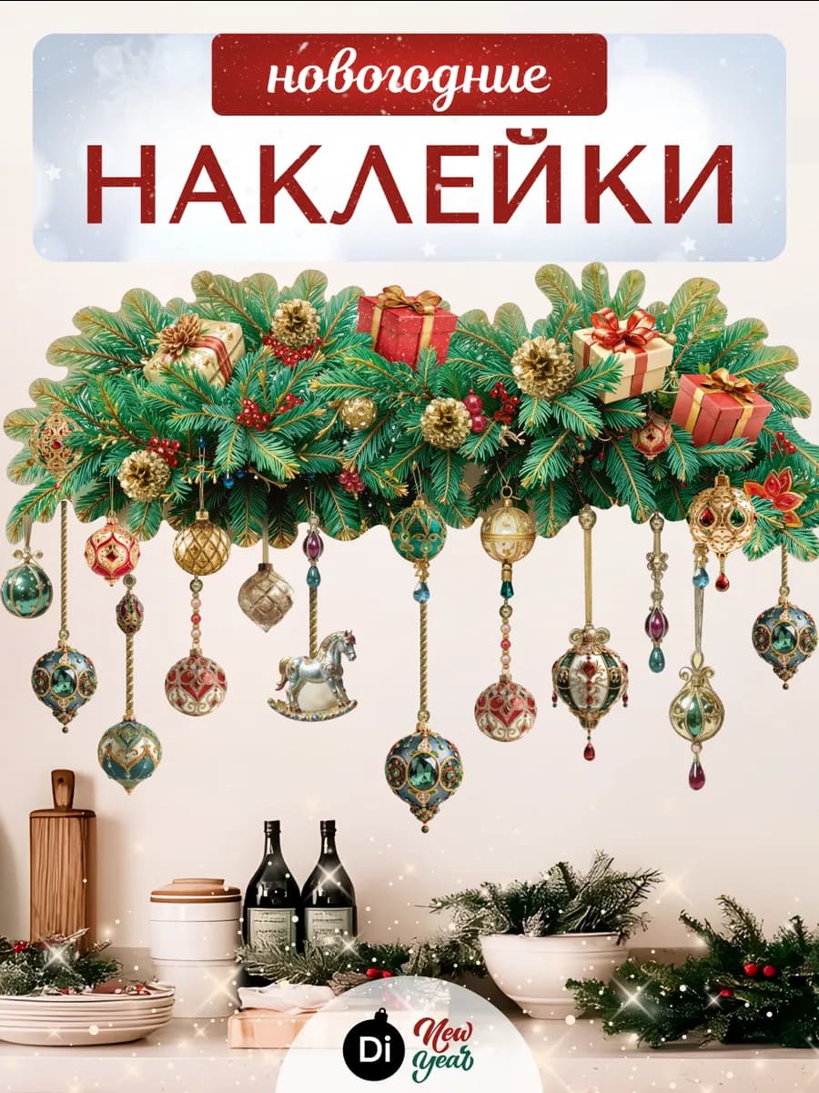 Новогодние наклейки стену для декора