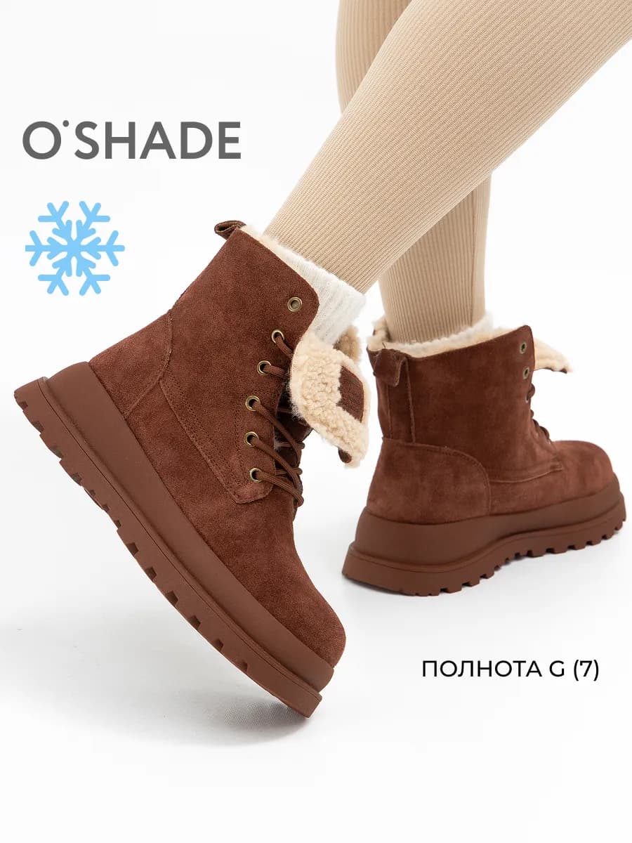 Ботинки коричневые женские зимние с мехом