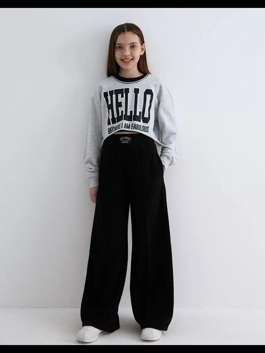 Чёрные спортивные брюки Wide leg с лейблом