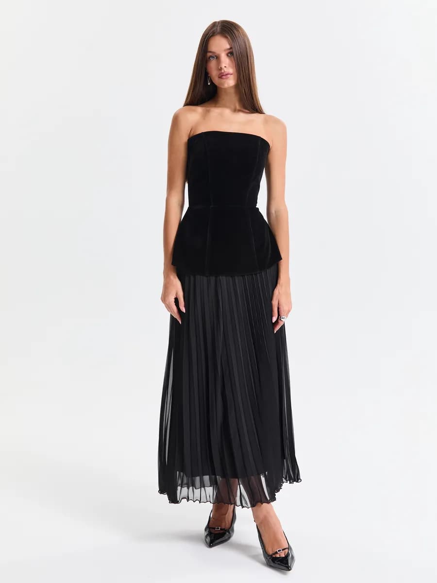 Юбка плиссе длинная шифоновая