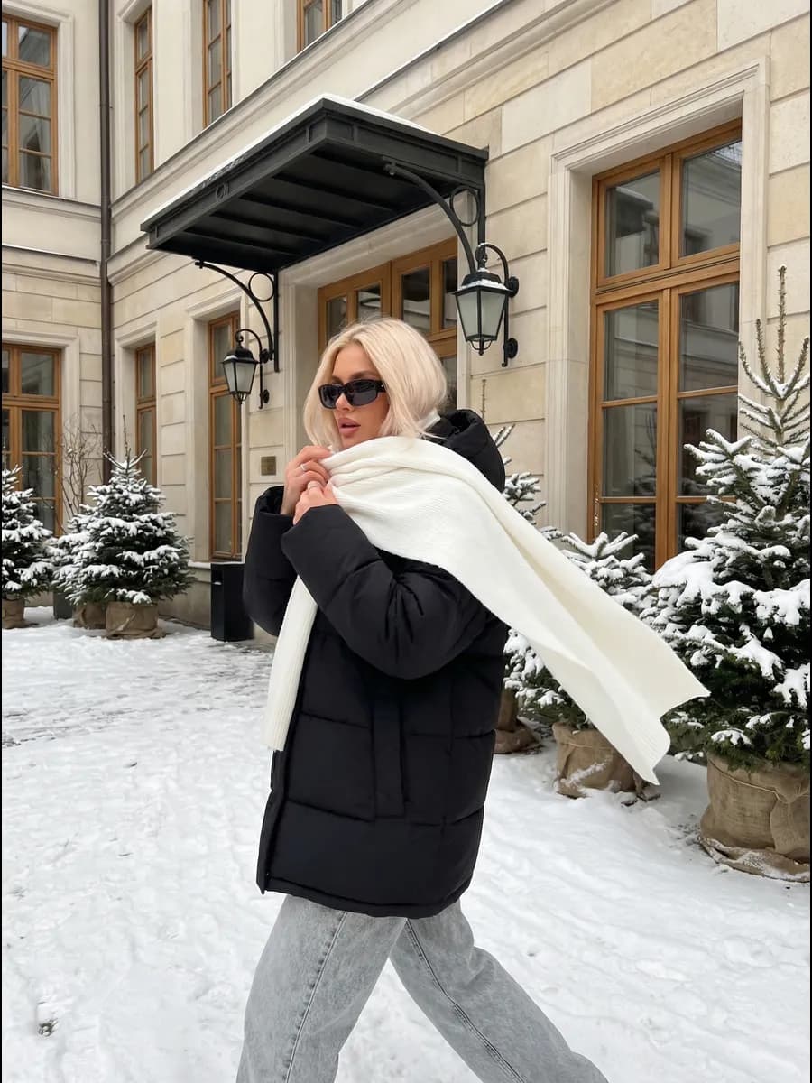 Куртка пуховик оверсайз с капюшоном зимняя