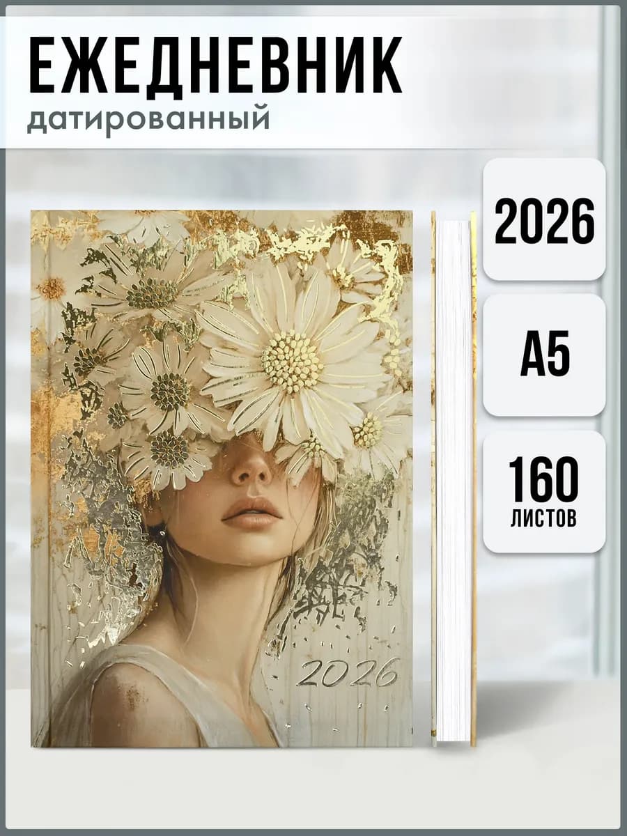 Ежедневник датированный 2026 А5 твердый переплет 160 листов - фото 1