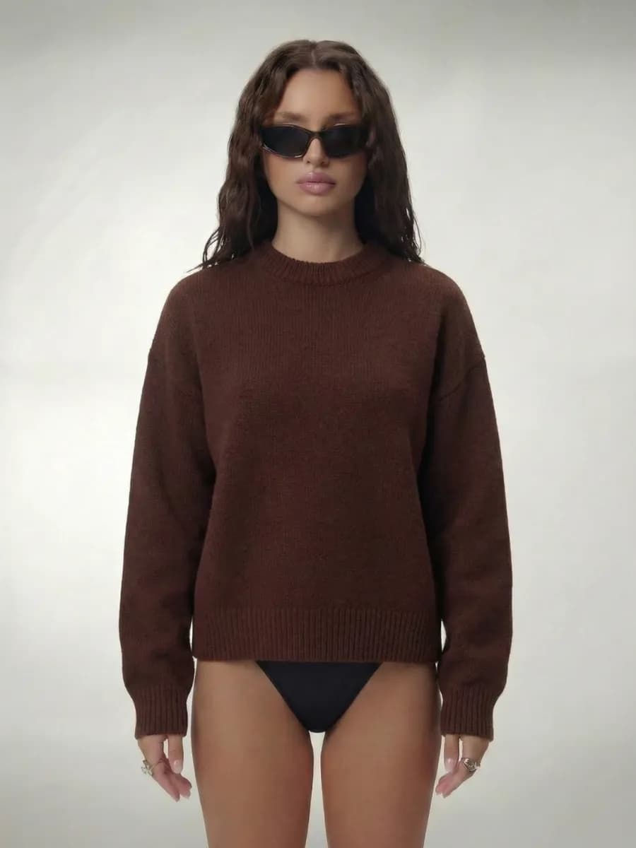 Джемпер оверсайз вязаный теплый