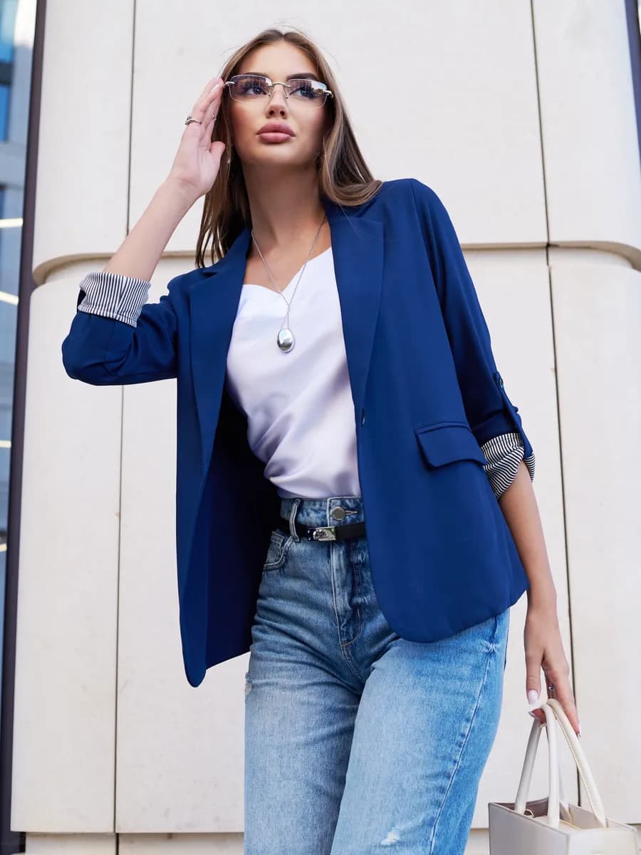 Пиджак приталенный удлиненный жакет классический