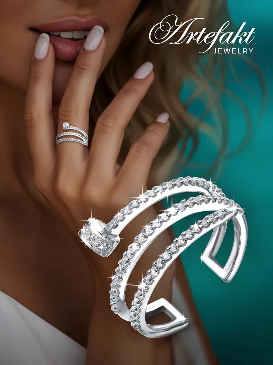 Кольцо серебро 925 гвоздь картье дорожка серебряное