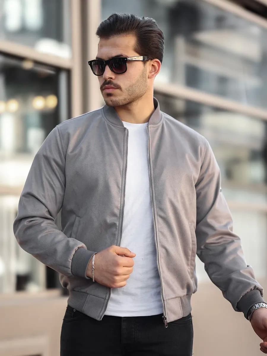 Бомбер замшевый куртка мужская демисезонная