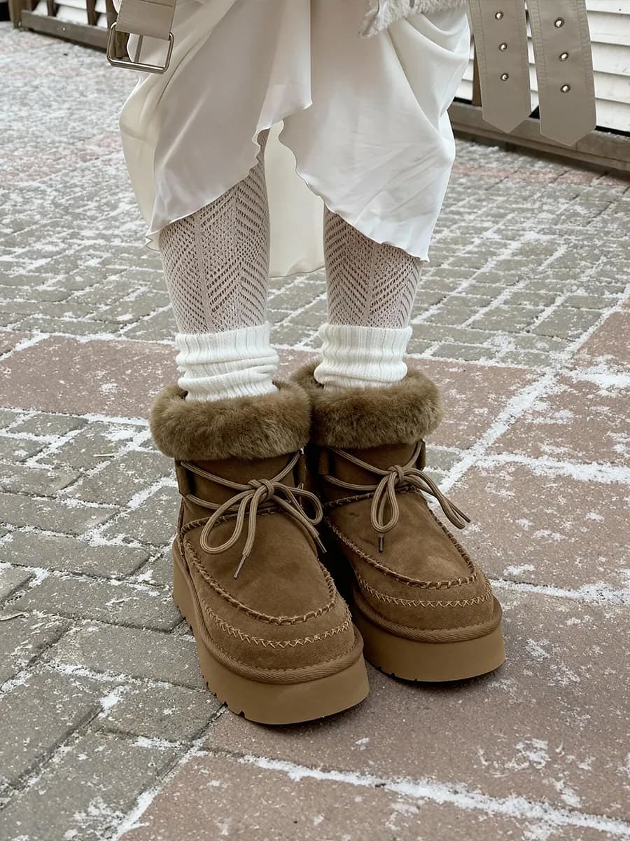 Угги зимние высокие на платформе - фото 1