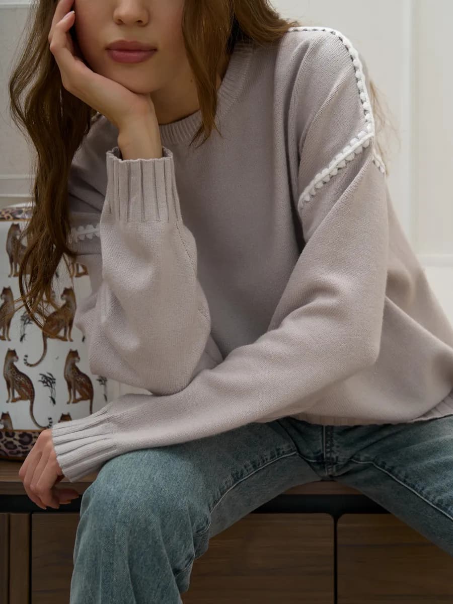 Джемпер оверсайз со швами свитер олд мани