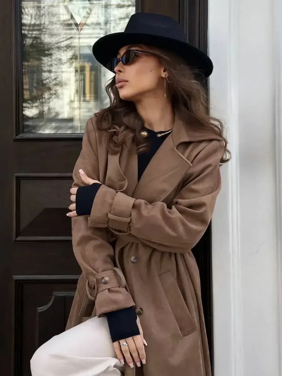 Тренч замшевый демисезонный пальто