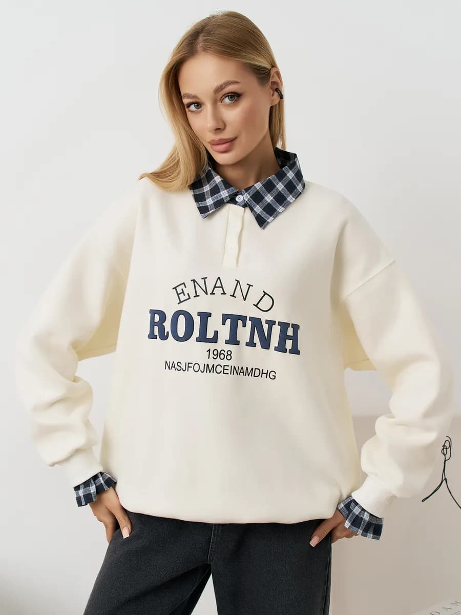 Свитшот оверсайз толстовка кофта с воротником