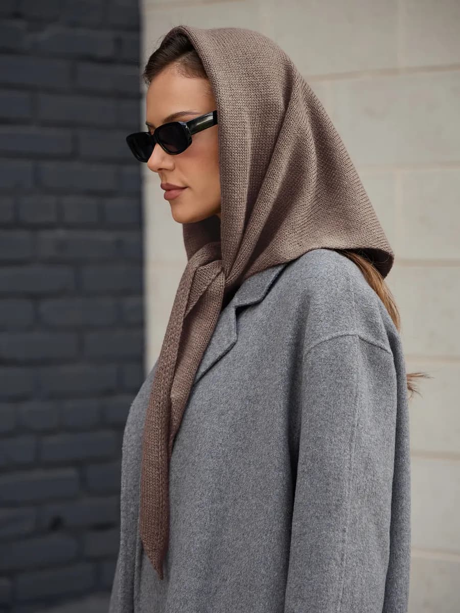 Вязаный платок на голову косынка шерстяная