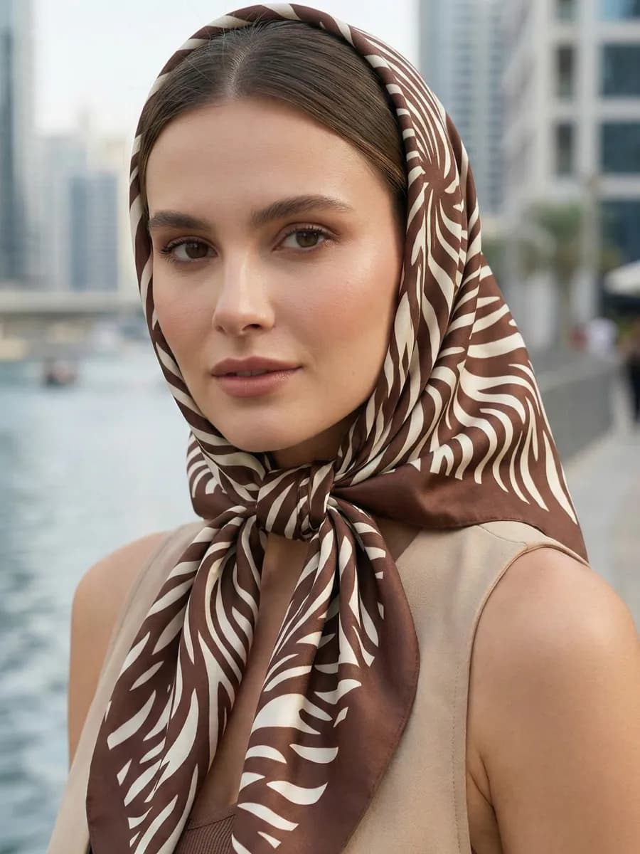 Платок косынка на голову и шею шелковый