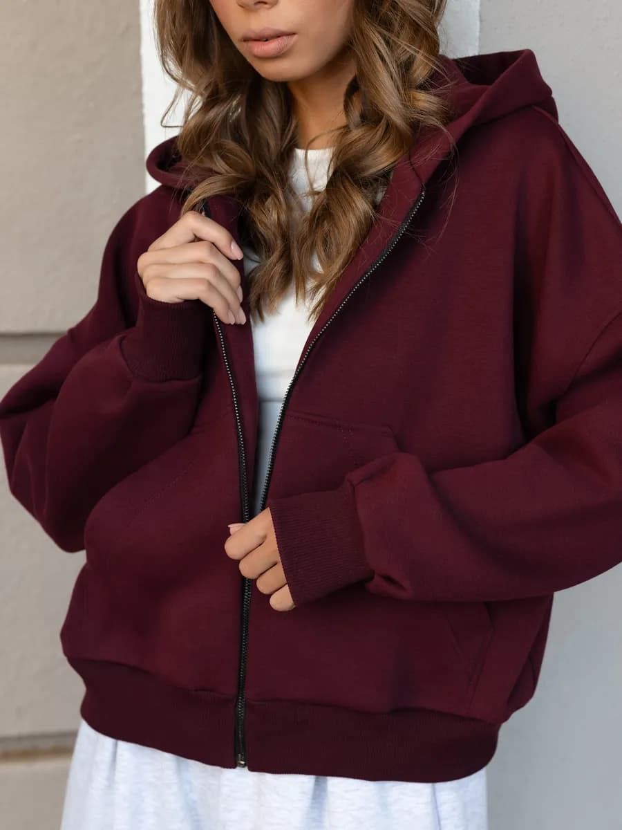Зип-худи оверсайз с начесом на молнии с капюшоном