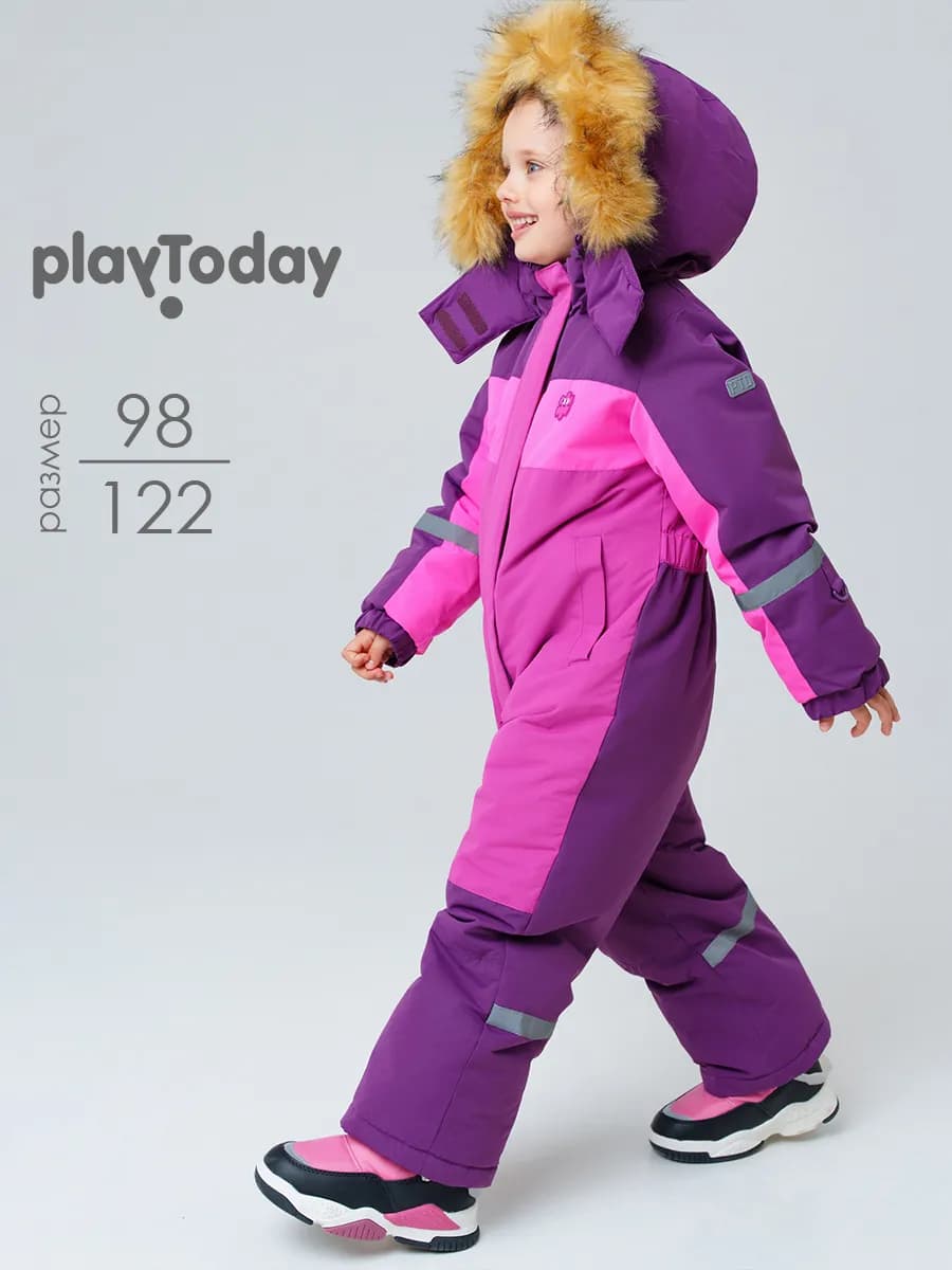 Комбинезон зимний детский с мембраной с мехом на капюшоне