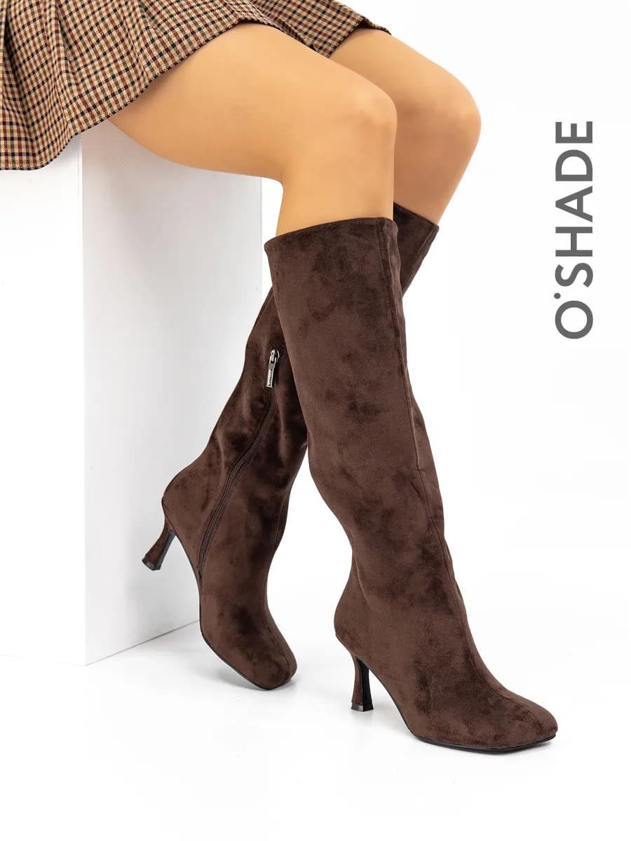 O'SHADE Сапоги коричневые женские демисезонные высокие