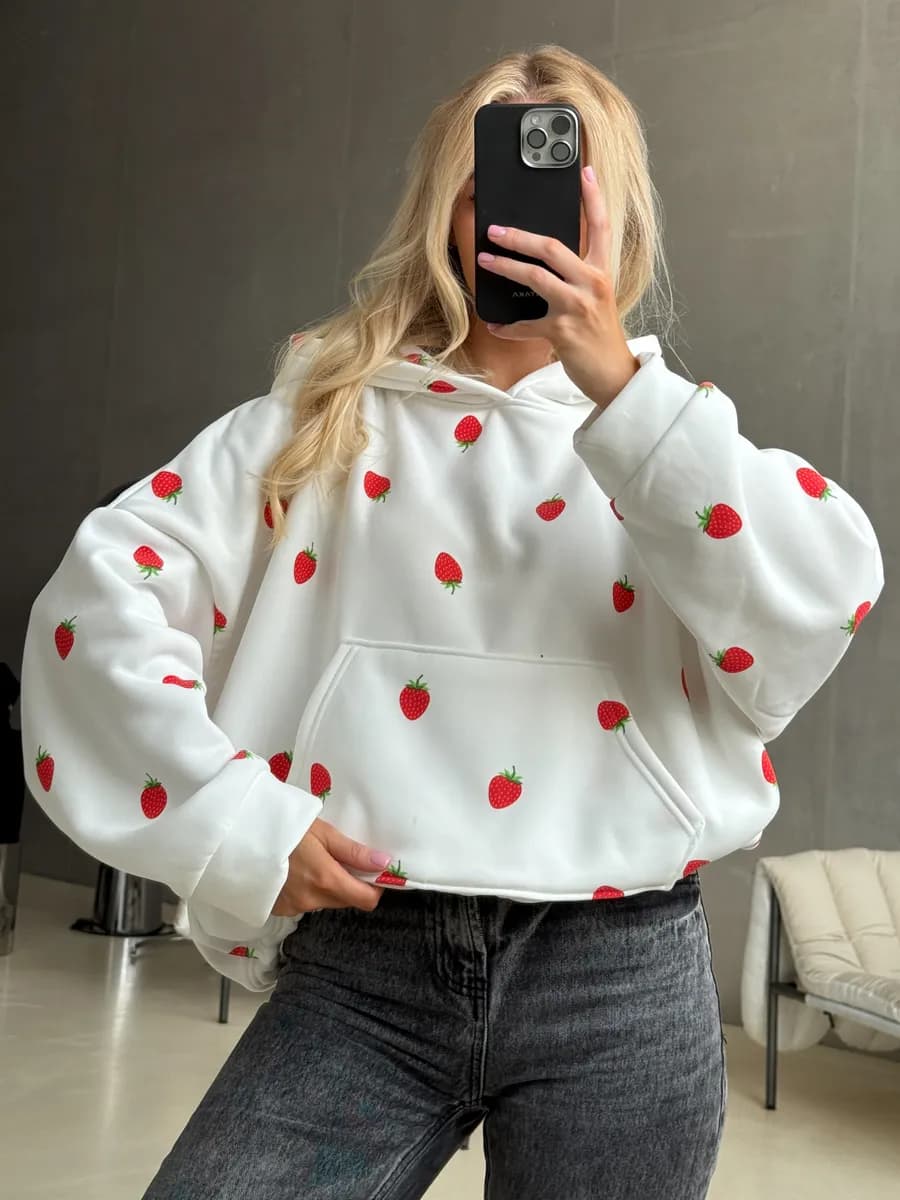 Худи оверсайз с начесом с капюшоном теплое