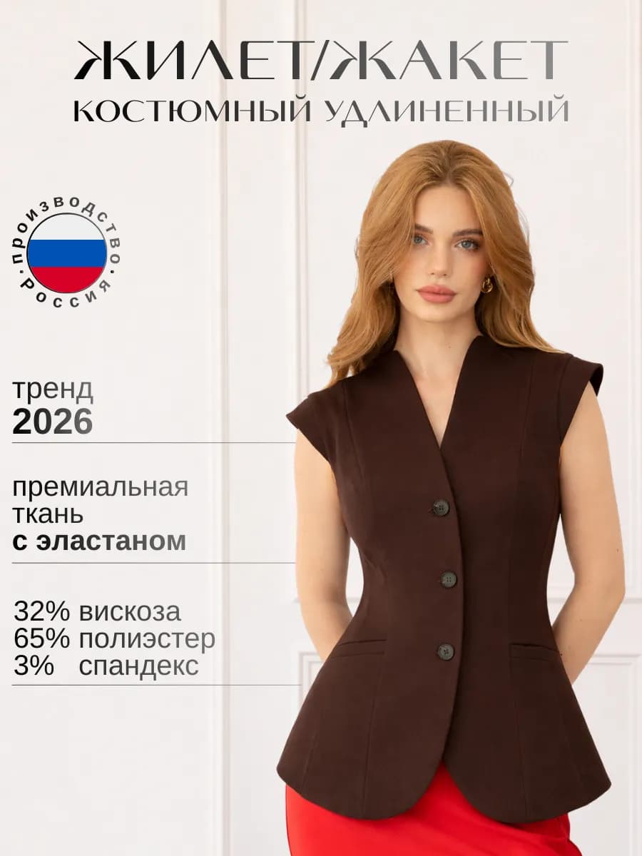Жилет костюмный удлиненный приталенный