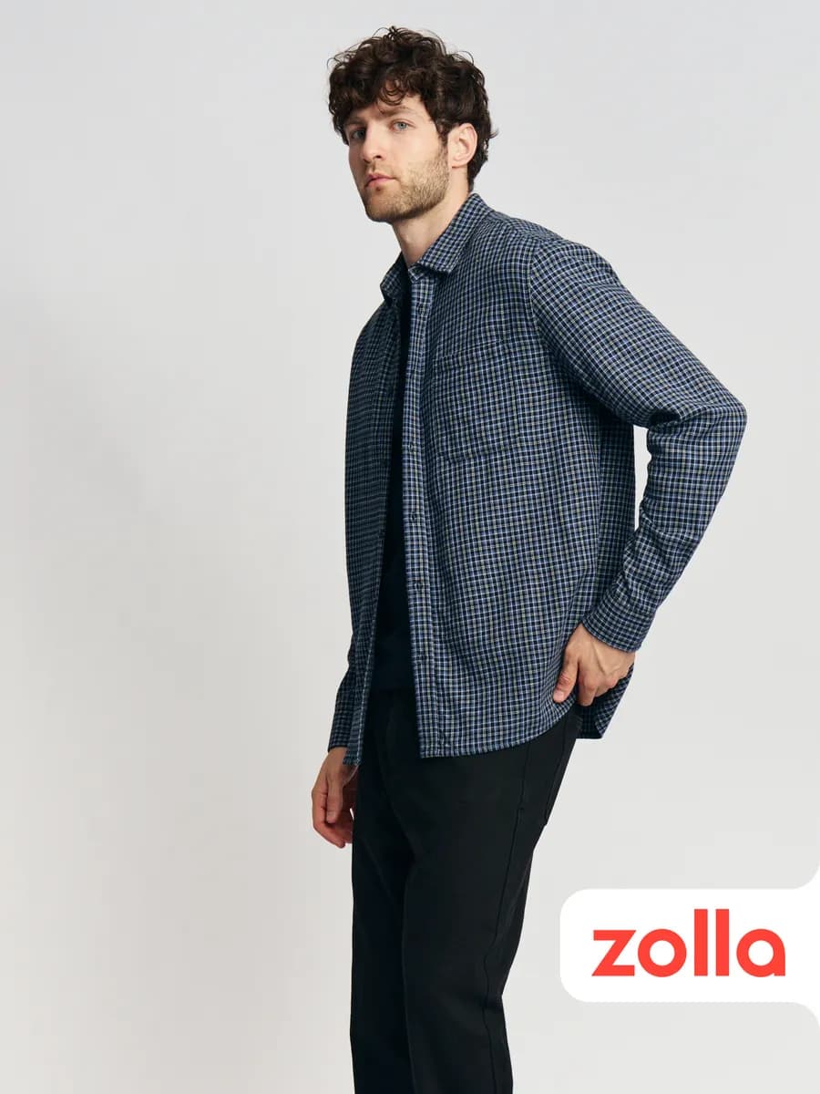 Мужская рубашка в клетку хлопок вискоза - фото 1