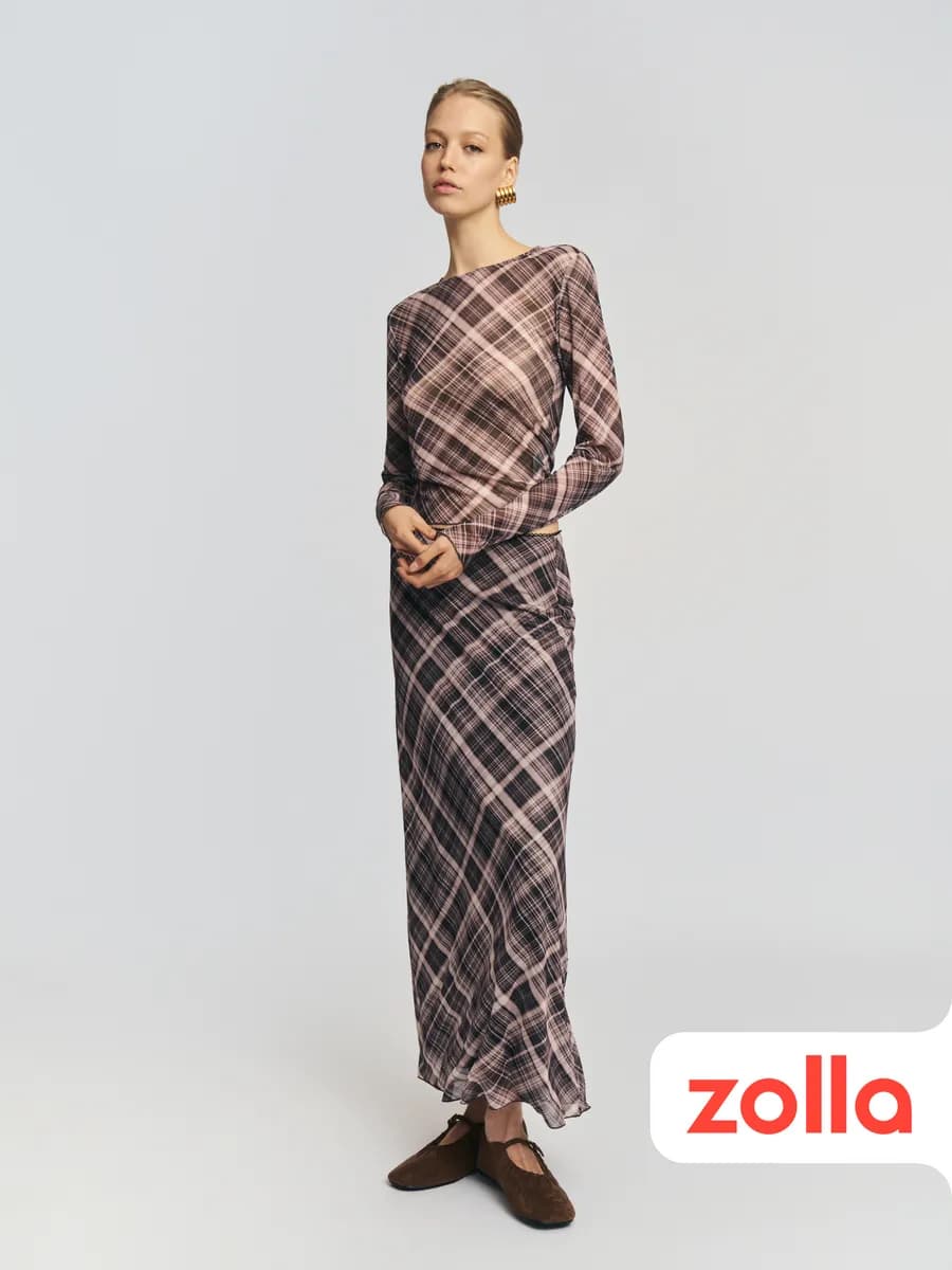 Женская юбка макси в клетку