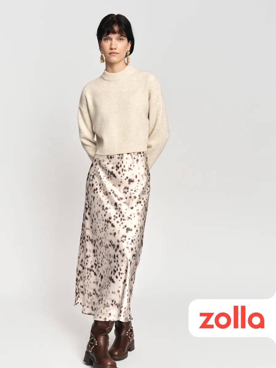 Женская атласная юбка миди на резинке