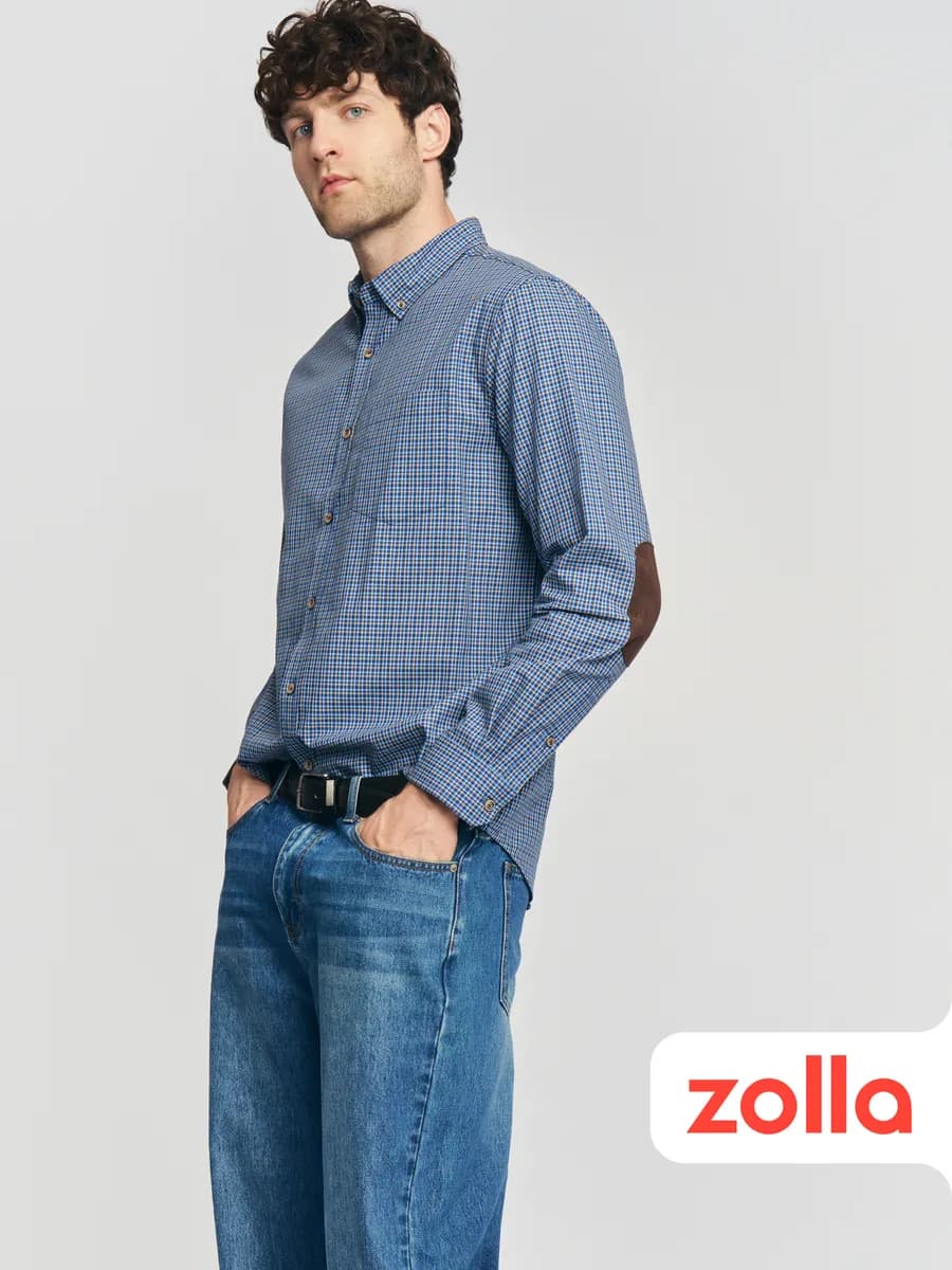 Мужская рубашка из хлопка в клетку