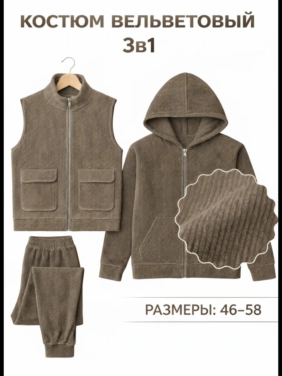 Спортивный костюм вельветовый тройка