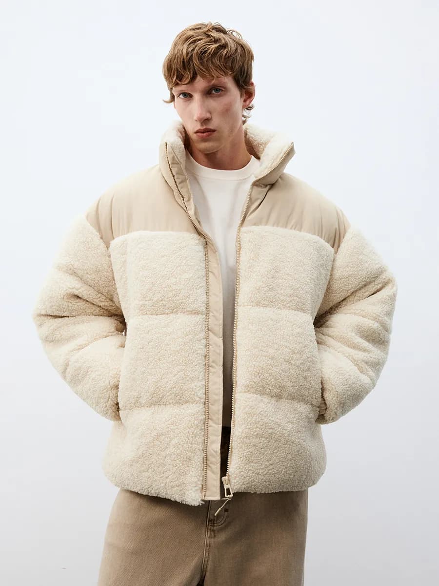 Куртка стеганая с плюшевыми вставками