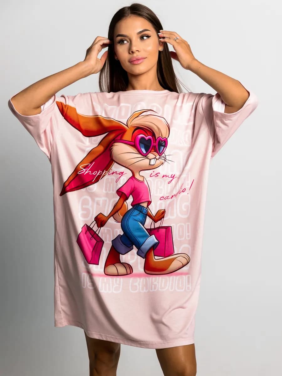 Футболка оверсайз с принтом большая домашняя для сна - фото 1