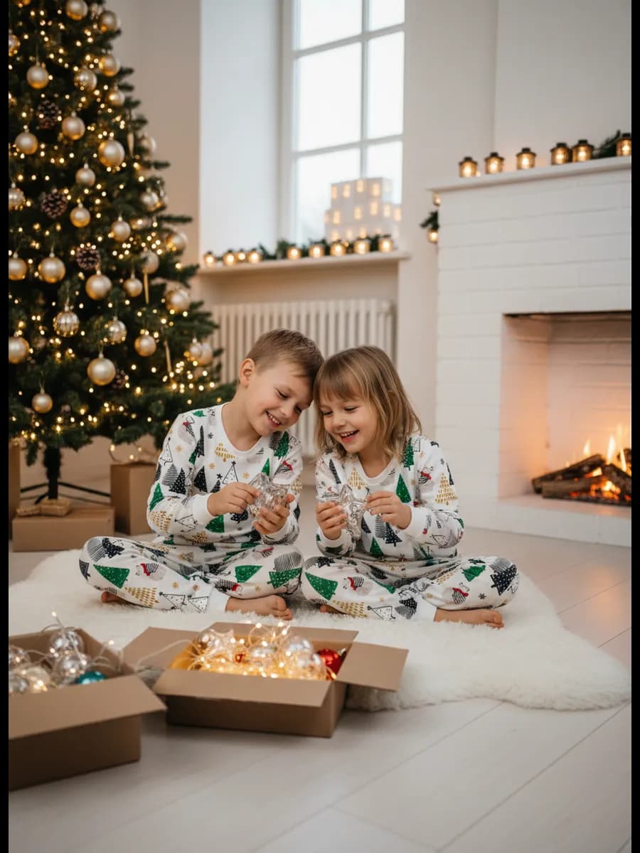 Новогодняя пижама детская теплая