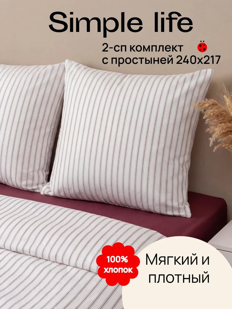 Постельное белье 2 спальное с европростыней Simple life