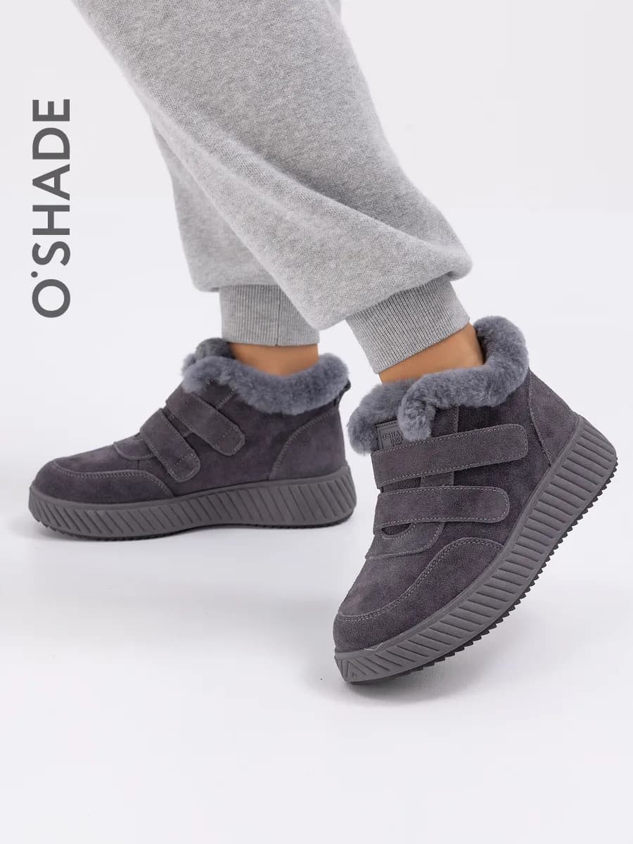 Ботинки женские зимние короткие на липучке