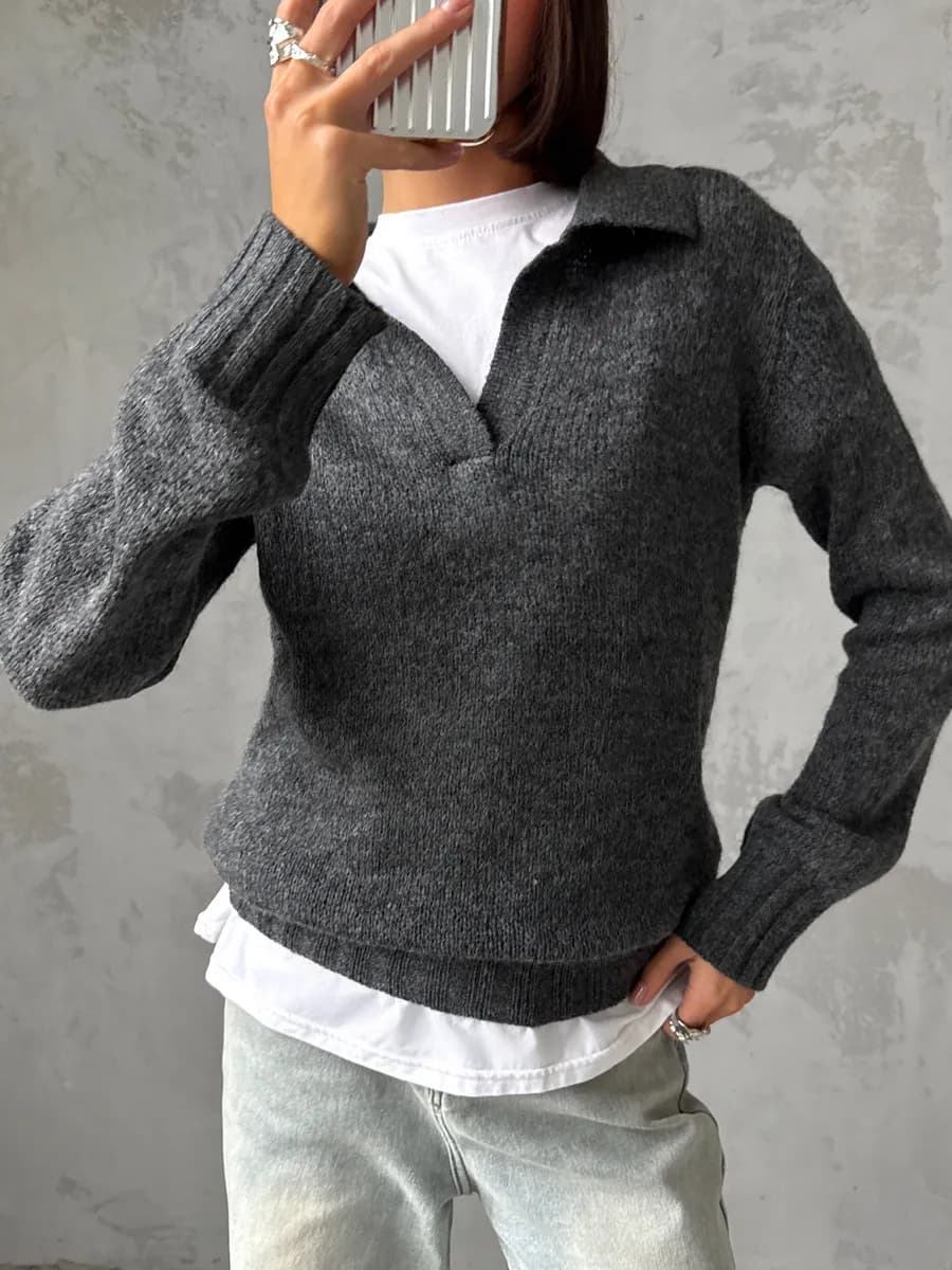 Джемпер поло прозрачный свитер мохер