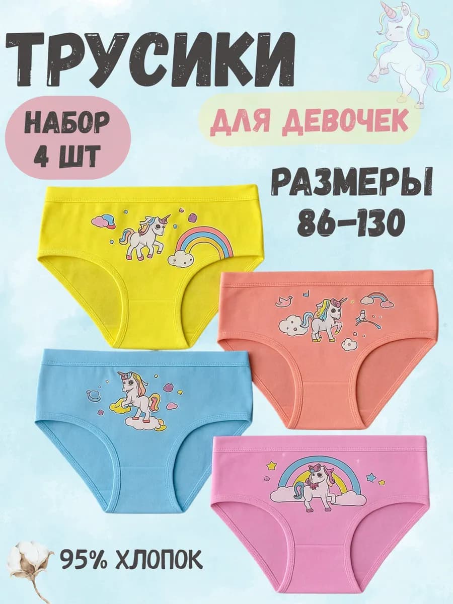 Трусы детские с единорогом