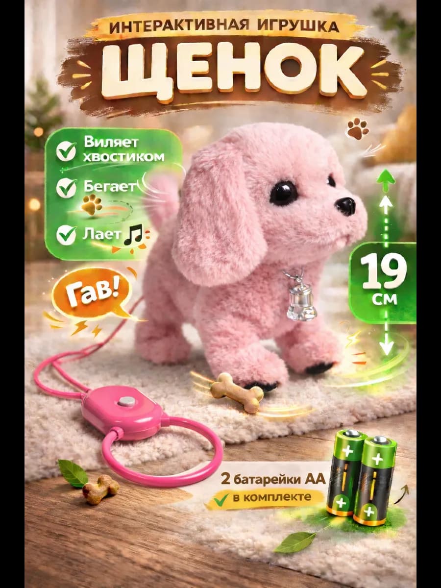 Интерактивная собачка на поводке для детей
