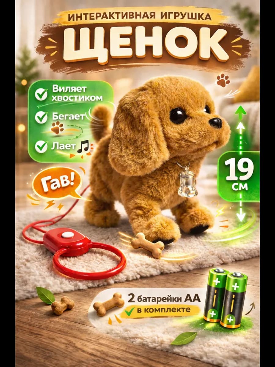 Интерактивная собачка на поводке для детей