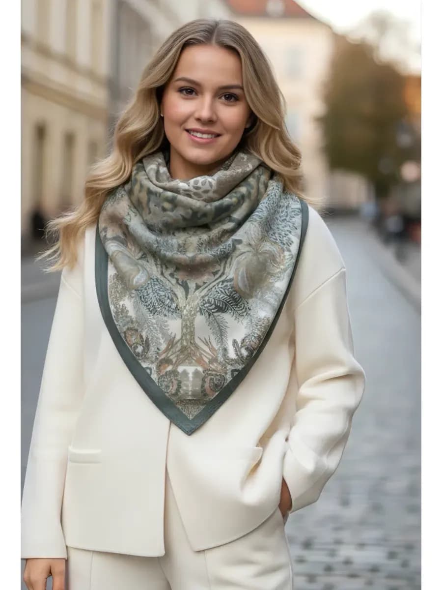 Платок на шею осенний тонкий шерстяной