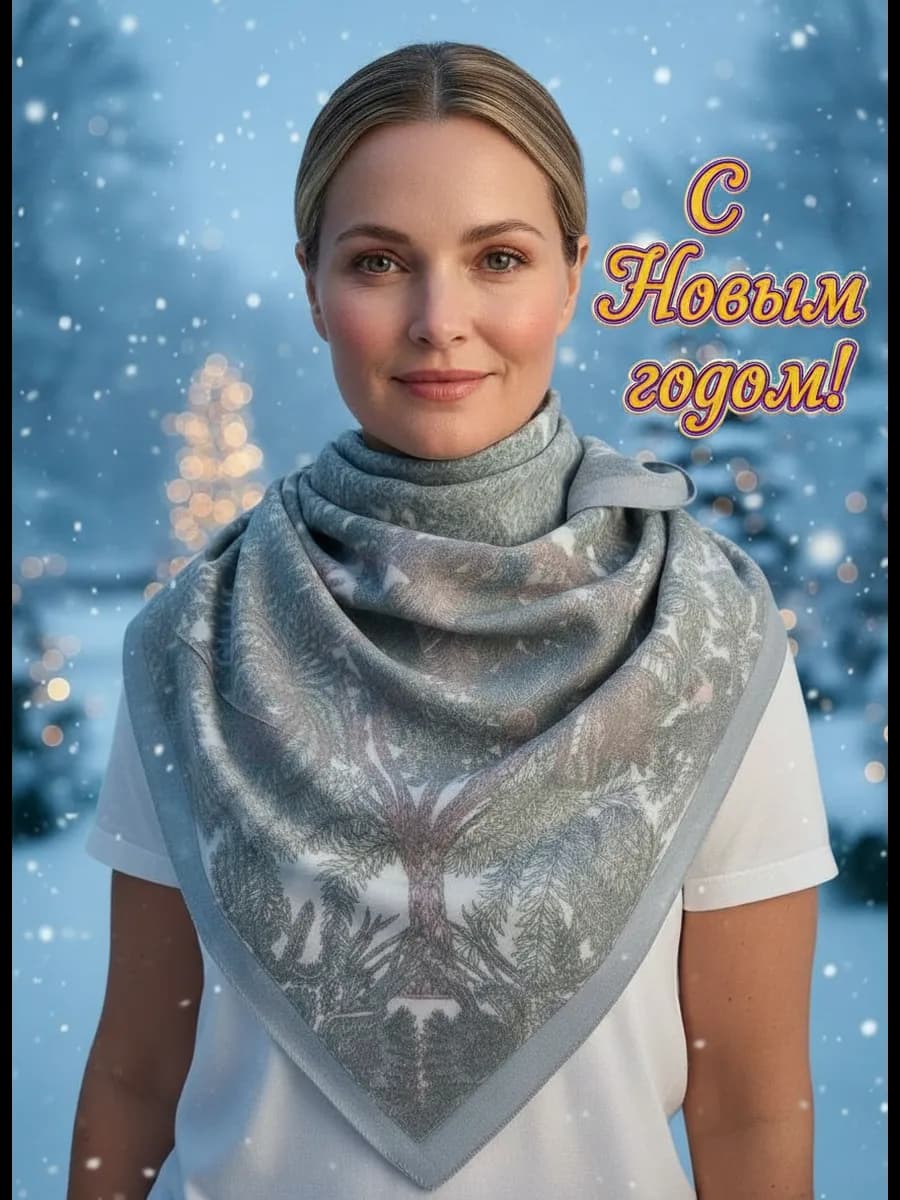 Платок теплый тонкий шерстяной демисезонный