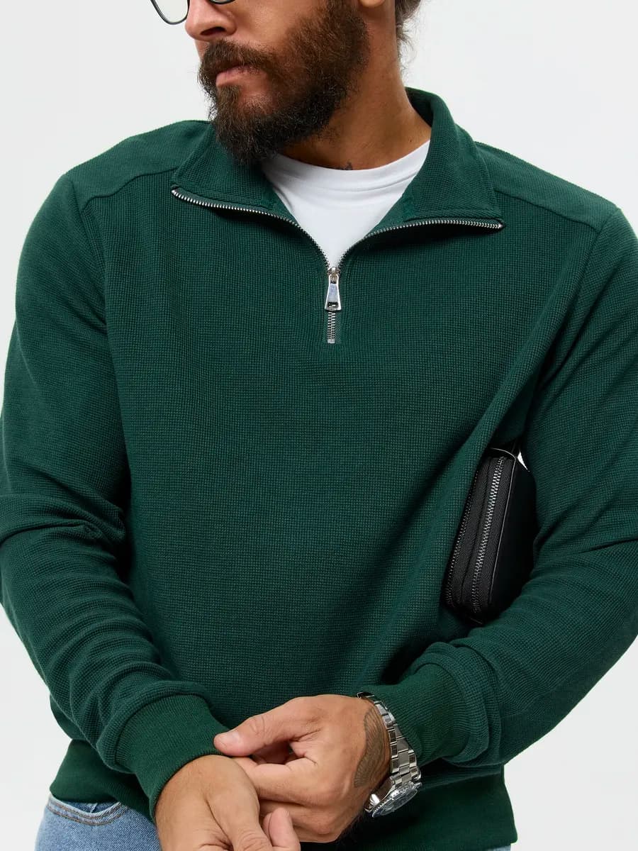 Old money свитшот с воротником на молнии, Халф зип - фото 1