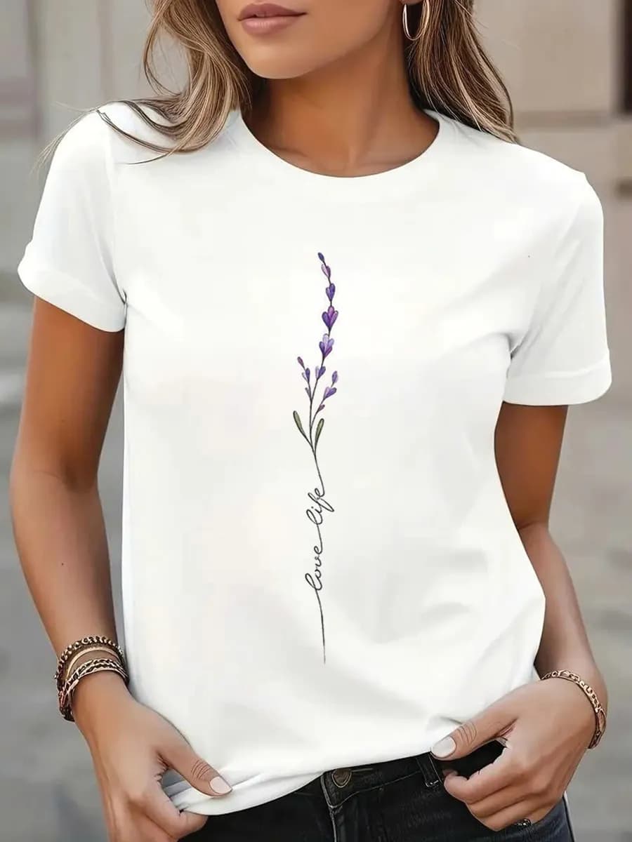 Футболка с принтом женская белая базовая