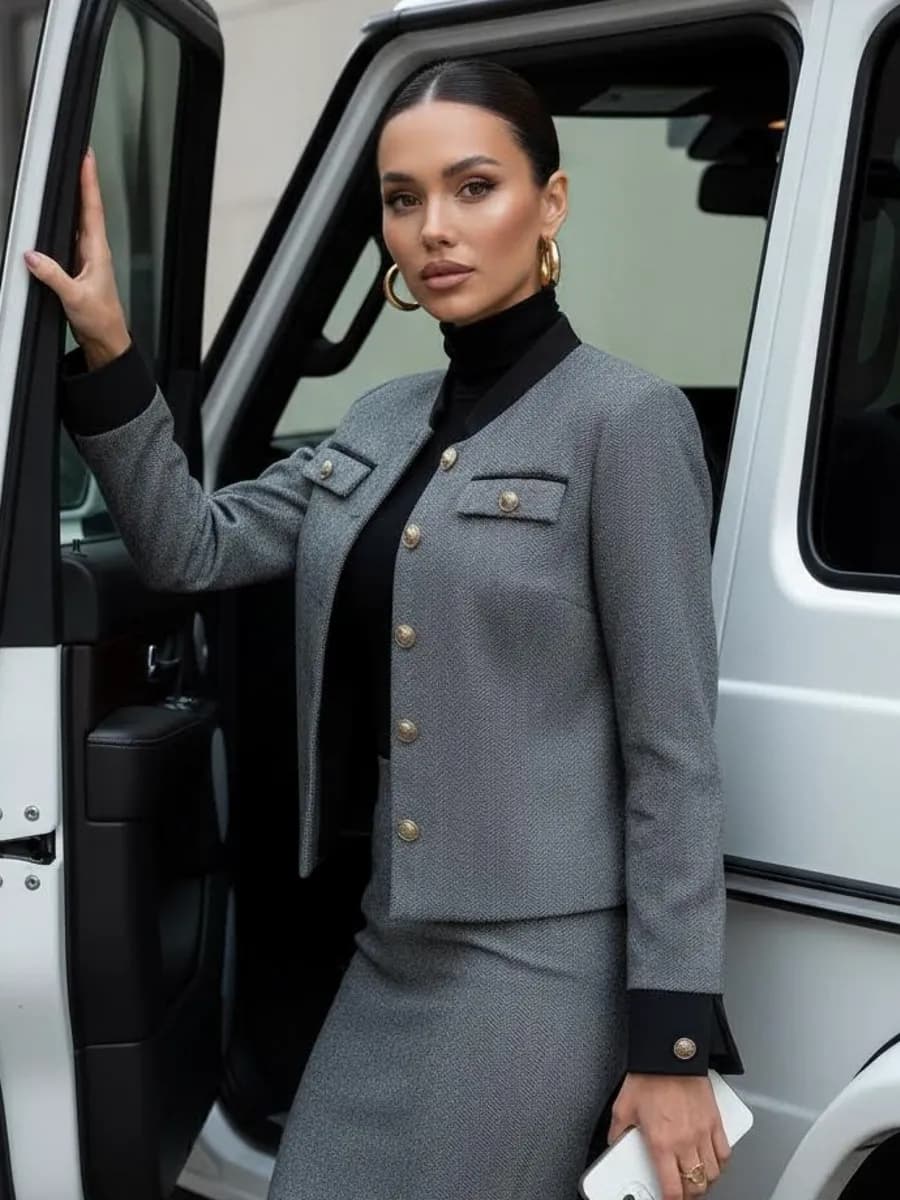 Жакет укороченный твидовый фактурный