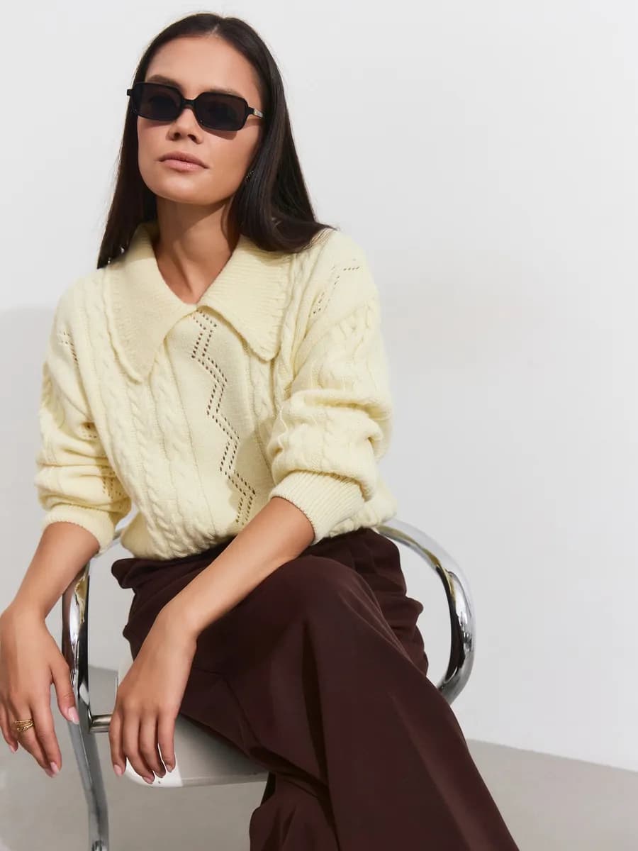 Джемпер вязаный ажурный - фото 1