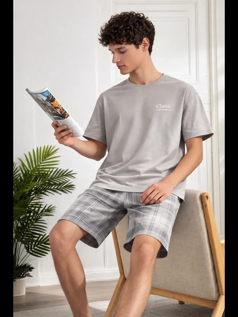 Пижама мужская с шортами хлопок - фото 1