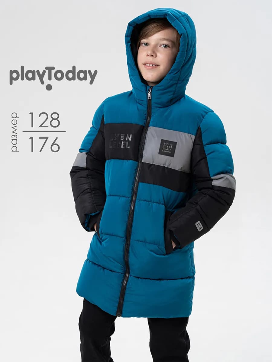 Куртка зимняя удлиненная для подростка пуховик с капюшоном