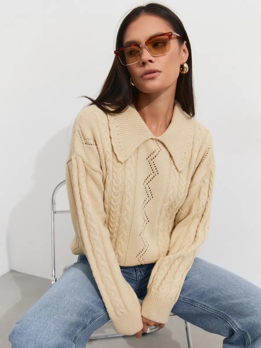 Джемпер вязаный ажурный