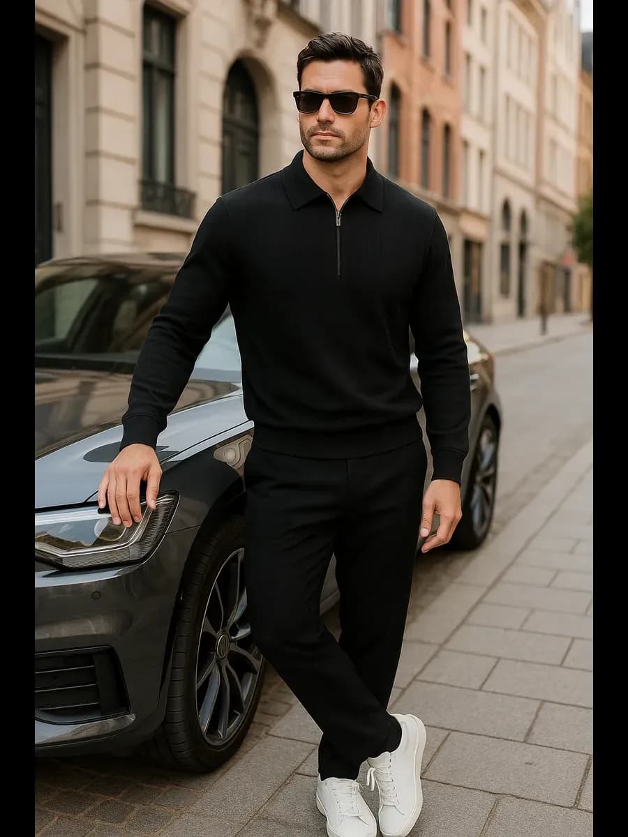 Костюм осенний с брюками черный