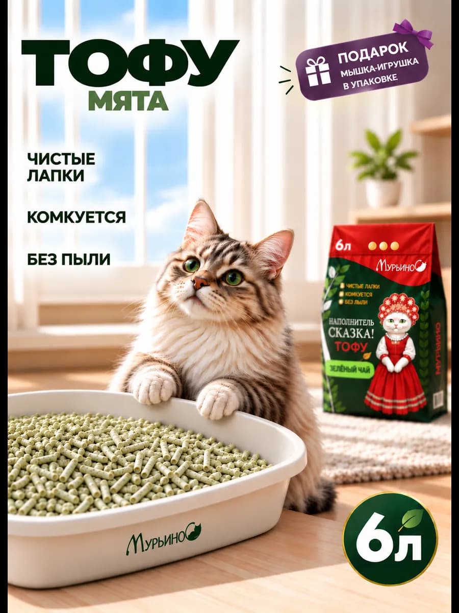 ToFu Наполнитель комкующийся мята 6л