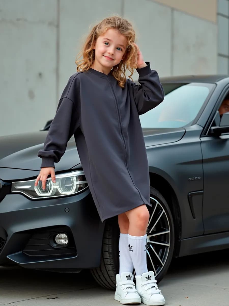 Платье оверсайз в садик с длинным рукавом